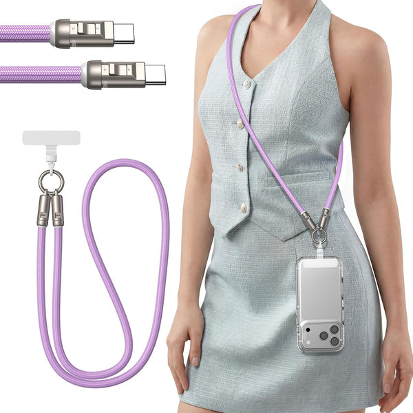 Phone Lanyard Crossbody USB C Cable, PD240W USB C to USB C