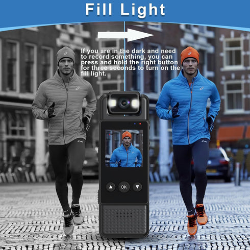icamdoor 1.3in 1200mAh 1080P 180 to128GB Screen Body Camera, Sport Worn Camcorder, Portable Cam, Mini Wearable Camera