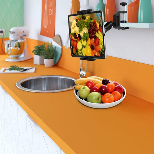 Kitchen Cabinet Tablet Holder for 7.0~12.9 inch iPad/Nexus/LG G Pads, Multi-Angle Adjustable Aluminum Alloy Arm