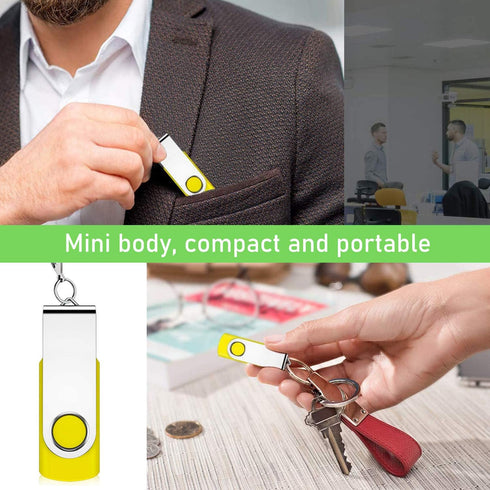 USB Flash Drive 8GB, 10 Pack Thumb Drives USB 2.0 Bulk Swivel Jump Drive with LED Indicator for Data Storage