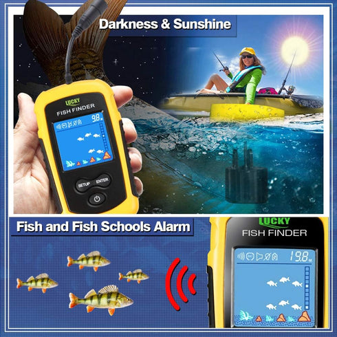 LUCKY Kayak Portable Fish Depth Finder - Handheld Sonar Fishing LCD Display FFC1108