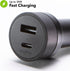 mophie 42W Dual USB-C + USB-A Car Charger, Universal AUX Compatibility, LED Indicator, Fast Charging