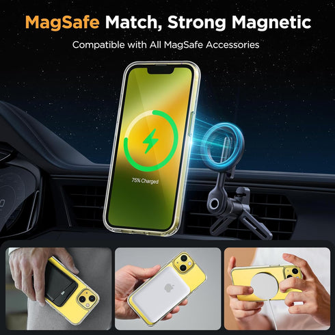 Miracase Magnetic Series iPhone 14 Case - Clear, Slim, Military-Grade, Anti-Fingerprint, MagSafe Compatible + 2X Screen