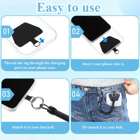 TIESOME 2 4 1 PCS Phone Lanyard Tether with Patch, Phone Leash Anti-theft Phone Strap with Patch & Carabiner Anti-Drop
