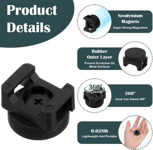 20 (22 mm) Pcs Magnetic Zip Tie Mount Base, Black Magnetic Cable Clip, Multipurpose Cable Ties Management Base