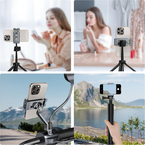 CAMOLO GEEK Metal Phone Tripod Mount Arca Port & Action Camera Adapter, Adjustable Smartphone Tripod Adapter Clamp Cell
