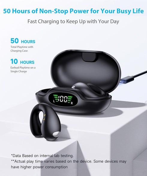 Boytond Ultra Open Ear Earbuds - Comfortable Clip-On Bone Conduction Earbuds, Over-The-Ear Open Headphones