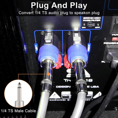 NL4FC Speaker to 1/4 Adapter, 4 Pole for Speakon Connector Male to 1/4 inch TS Female Audio Plug, 4 PCS