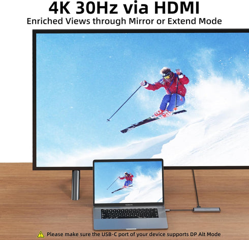 USB C Hub, WALNEW 7 in 1 Docking Station with 4K HDMI, 100W PD, 3 Data Ports, TF/SD Card Reader for Laptop