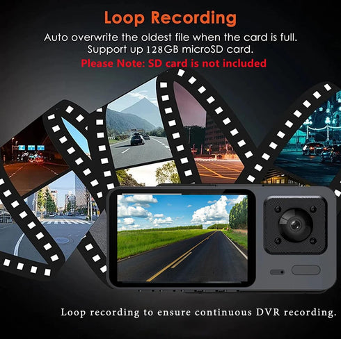X W EI UNION 2K 1080P 2 Inch Dash Camera Front and Inside Dash Cam for Car Security Video Recorder with Audio Plug