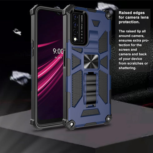 Ailiber Blue Case for T-Mobile REVVL V Plus 5G with Screen Protector, Magnetic Car Mount, Kickstand, Rugged Shockproof