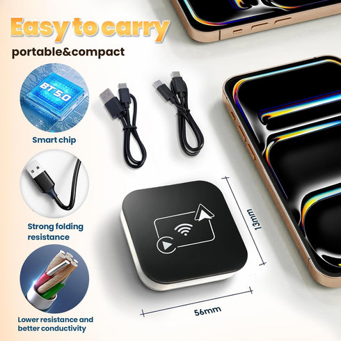 Wireless Carplay Adapter for Factory Wired Carplay/Android Auto, Fast Stable Connection Plug and Play Dongle for 2016+