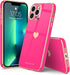 Teageo Cute Love-Heart Luxury Bling Case for iPhone 13 Pro Max, Soft Shockproof Bumper, Hot Pink, Raised Camera