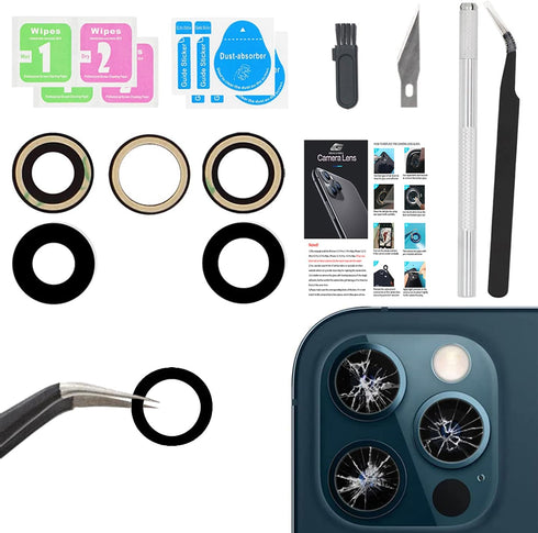 Camera Lens Replacement for iPhone 13 Pro & 13 Pro Max, GVKVGIH Back Glass Replacement with Adhesive & Repair Tool Kit