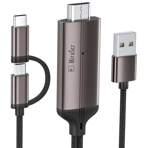 KAMING 2-in-1 USB Type C/Micro USB Android Phone to TV HDMI Cable, MHL to HDMI Adapter 1080P HD