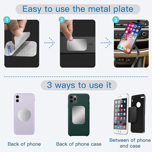 SALEX 12 3M Set 12 Pack. Metal Plates for Magnetic Mount, Wall & Air Vent Phone Holder, Case, Magnet, Craft. Kit
