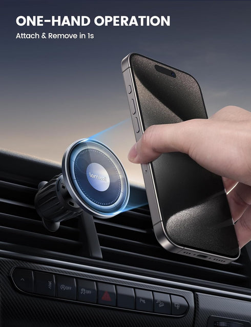 Lamicall MagSafe Car Mount - 20 Strong Magnets, Hands-Free Phone Holder for iPhone 15/14/13 Pro Max & All Phones.
