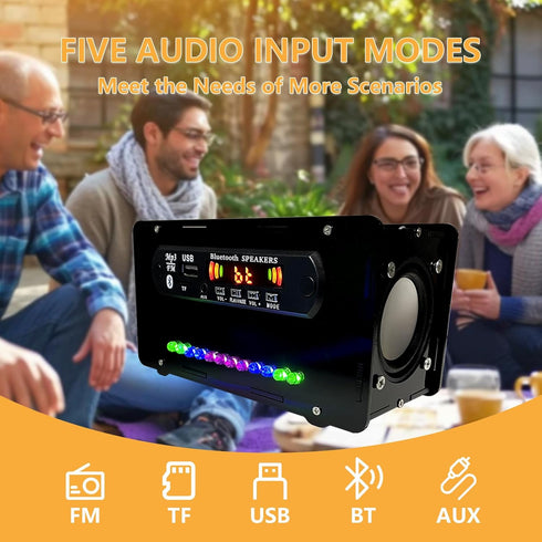 EIELE Soldering Practice kit Multi-Function Speaker AUX TF Playback Voice-Activated Level Indicator Dual Channel Speaker Education Black case Speaker
