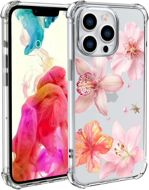 Wihytec Pink Lily Flowers Phone Case for iPhone 12/12 PRO Pink Lily Case