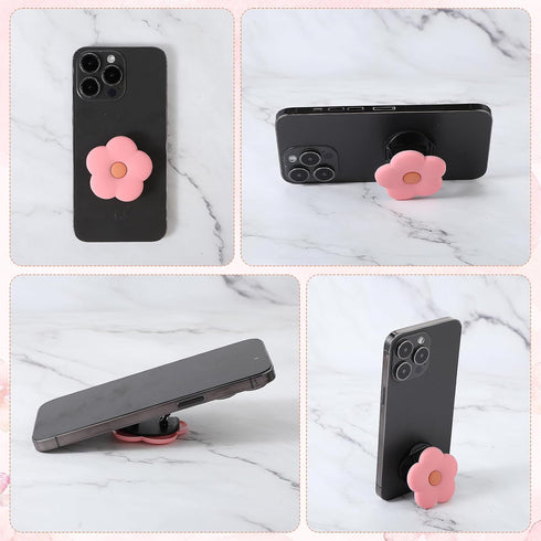 Daisy Flower Phone Grip Holder, Collapsible Silicone Phone Grip, Cute 2D Back Holder for Smartphone Tablet, Pink