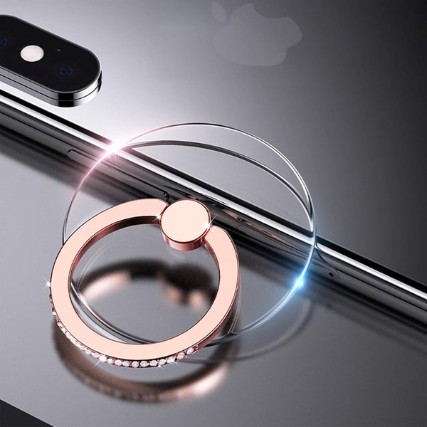 YINHEXI 2 Pcs Transparent Phone Ring Stand Holder, 360 Degree Rotation Cell Phone Ring Holder (Rose Gold & Diamond-1)