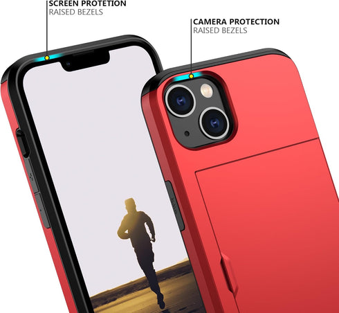 Nvollnoe for iPhone 13 Case with Card Holder, Heavy Duty Protective Dual Layer Shockproof Slim Wallet Case for Women &