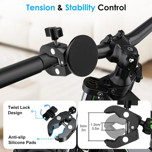 EEEKit 1217 Magnetic Handlebar Clamp Mount, Aluminum Alloy Phone Holder Compatible with iPhone Series and Smartphones