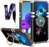 Samsung Galaxy A21 Phone Case for Girls Women, Butterfly Black Fantasy Square Case with Ring Stand Lanyard Drop