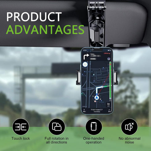 Zosgrew 360 #1) Sun Visor Phone Holder, Adjustable Phone Holder for Car, Retractable Car Mobile Phone Navigation