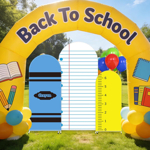JarThenaAMCS 3Pcs Back to School Arch Backdrop Covers Crayon Ruler Notebook Arch Stand Fabric Cover for First Day