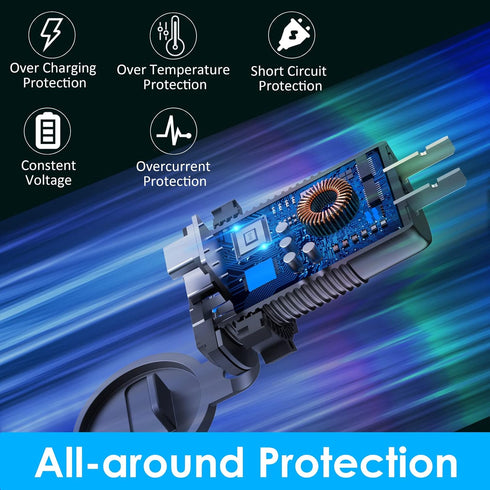 12V USB Outlet 78W - Qidoe Dual 60W PD & 18W QC3.0 Charger Socket with Switch for Marine, Motorcycle, Truck