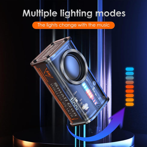 Portable Bluetooth Speaker with Lights, Transparent Wireless Mini Bluetooth Speaker with TWS, Perfect Small Speaker HD