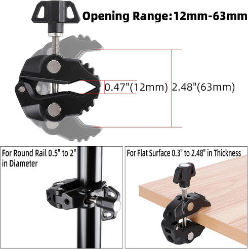 FPN 0.4-2" 16 15 14 13 12 All-Metal Magnetic Phone Holder for Magsafe, Magnet Phone Mount with Super Clamp for Spin
