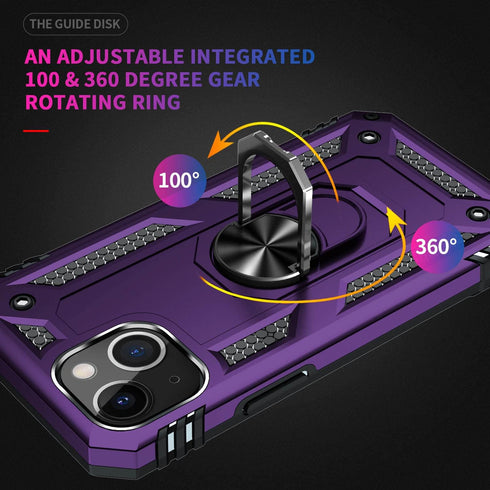ADDIT Phone Case for iPhone 14, with Stand Ring, Military Grade Heavy Duty Protection, Purple