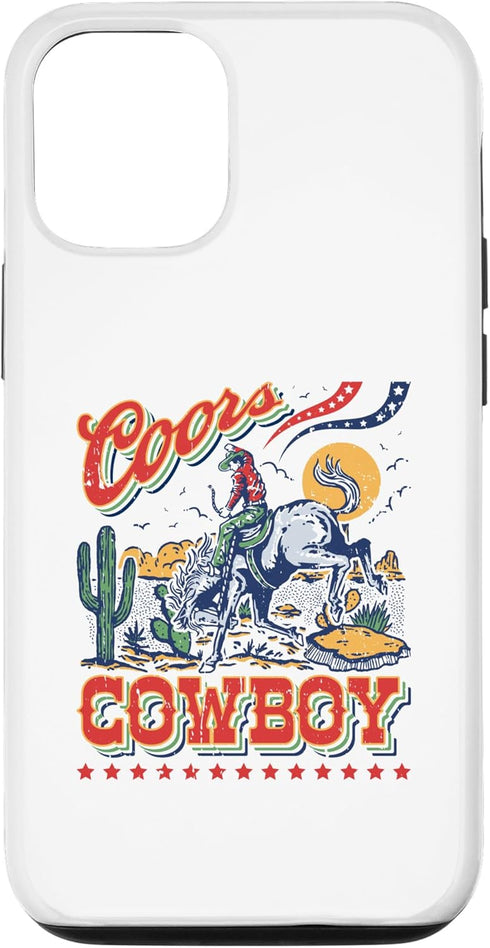 Vintage Cowhide Riding Coors Cowboys Western Country Case for iPhone 13 Pro