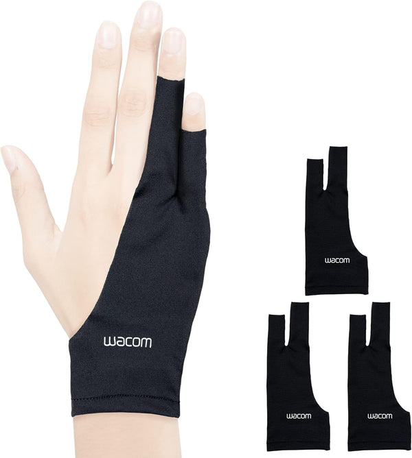 Wacom Drawing Glove, Two-Finger Artist Glove for Drawing Tablet, Eco-Friendly, One-Size (3 Pack)