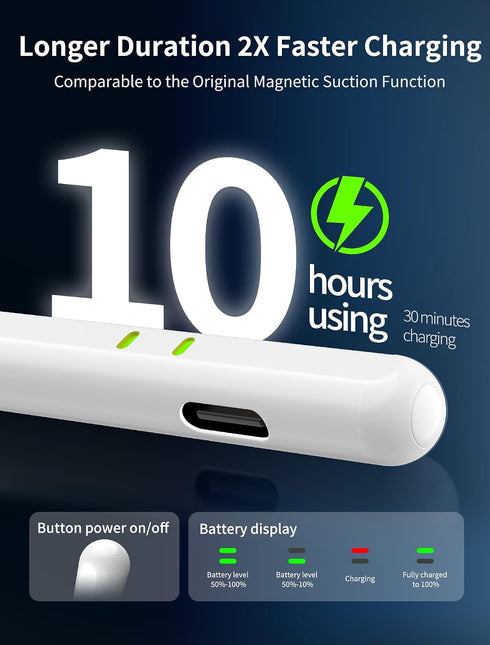AYNSRTN A16/10/9/8/7/6th 13/12.9/11" M5/M4, M3/M2/5/4/3, 6/5 Pencil for Apple iPad Gen, Pro Air Mini Stylus Pen