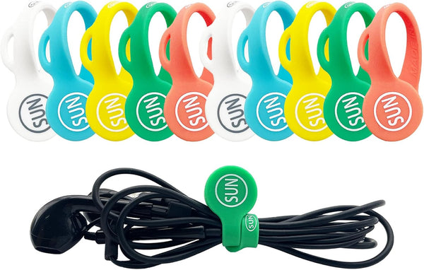 Magnetic Cable Organizers Clips, 10 Pack, Earbuds Cord Straps, Assorted Color for Headphone Management