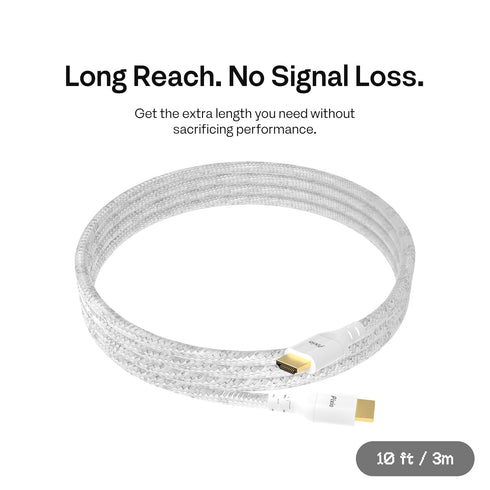 8K 2.1 10FT 8K 60Hz 4K 120Hz HDR10+ Dolby Pixio White HDMI Cable Ultra Certified Ultra High Speed Nylon Braided Gold