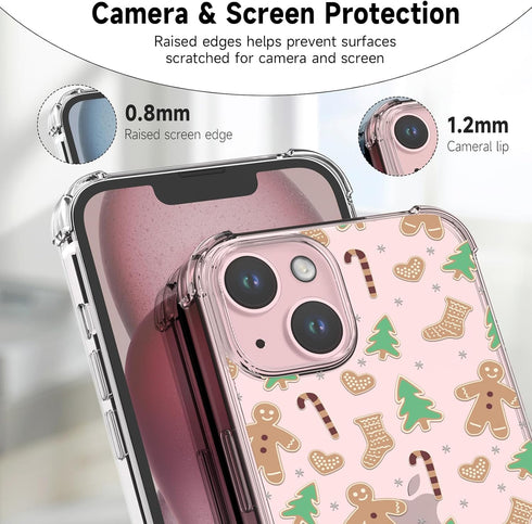Gingerbread Man Pattern Clear Phone Case for iPhone 15, Soft TPU Slim Shockproof Cover for Boys & Girls, 6.1 Inch