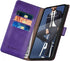 SUANPOT RFID Blocking Leather Wallet Case for Samsung Galaxy S22 Ultra, Shockproof Flip Folio Cover Purple