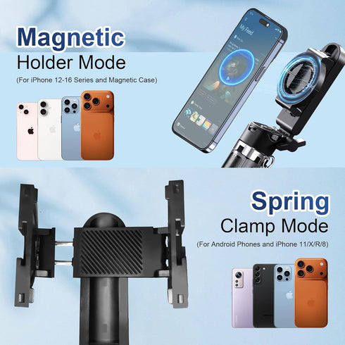 Docaharbour 2-in-1 Magnetic Phone Tripod Stand with Zoom, Portable Mini Extendable Selfie Stick with Remote