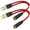 SaiTech IT 3.5 mm Headphone Splitter, 3.5mm to 2 Dual Mic Audio Y Splitter Cable, Smartphone Headset to PC Adapter (2Pk