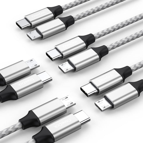 USB C to Micro USB Cable 1ft 5 Pack, Braided Male to Male Adapter USB-C to Micro USB Cord for Charging Data