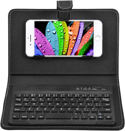 VBESTLIFE Bluetooth Keyboard Sleeve, Universal Sleeve with Stand for 4.5''-6.8'' Cellphones (Black)