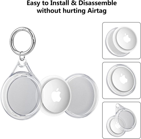 Waterproof Airtag Holder Case, Soft TPU Full Protective Anti-Scratch AirTag Keychain for Luggage, Keys, Cat & Dog