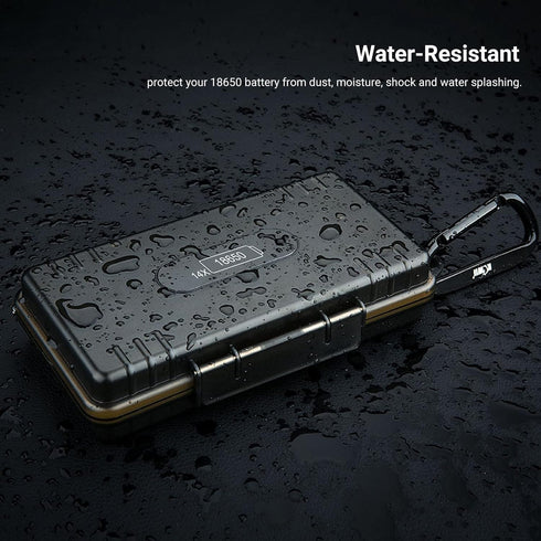 14 Slots 18650 Battery Case with Carabiner, Water-Resistant and Shockproof Storage Organizer for 14 x 18650 Batteries