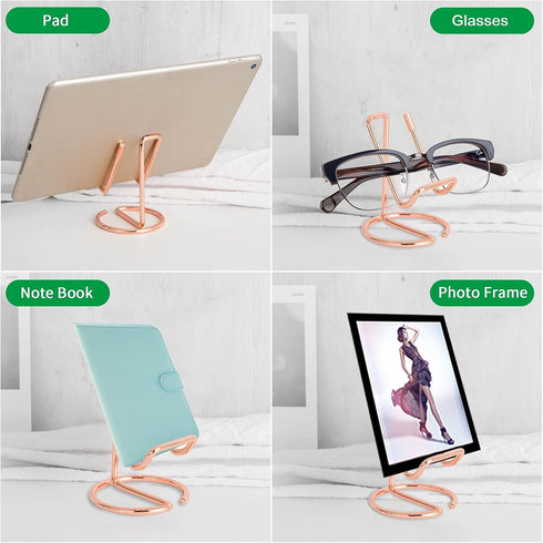 ROSYQUARZ 1 Pack) Cell Phone Stand for Desk, Metal Mobile Phone Stand Holder, Cute Rose Gold Cell Phone Display Holder