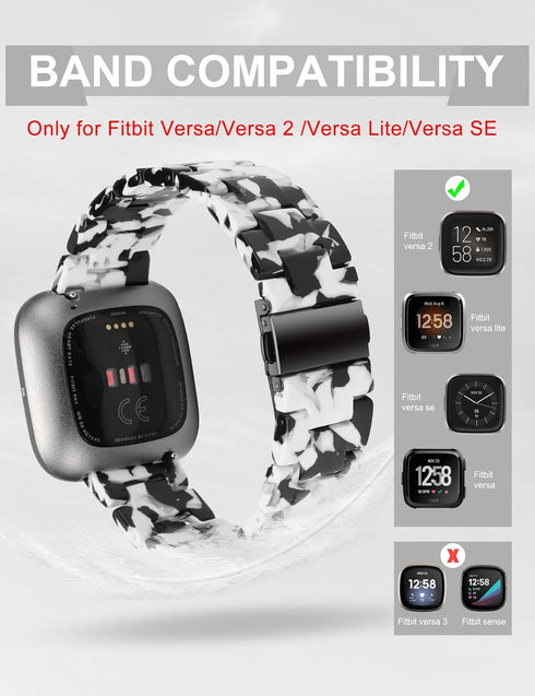 Wearlizer Resin Band Compatible with Fitbit Versa/Versa 2 - Lightweight Bracelet Replacement Wristband Strap