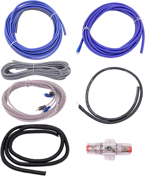 Elite Audio Base Series Amplifier Install Kit - 2000W Max Power, 4-Gauge, Mini ANL Fuse, 17ft 2-Ch RCA Cable, 16-Gauge